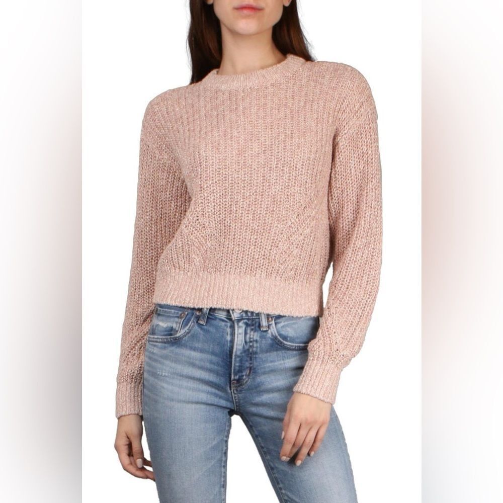 Veronica Beard Leah Rib Rose Gold Crewneck Sweater Medium Knit